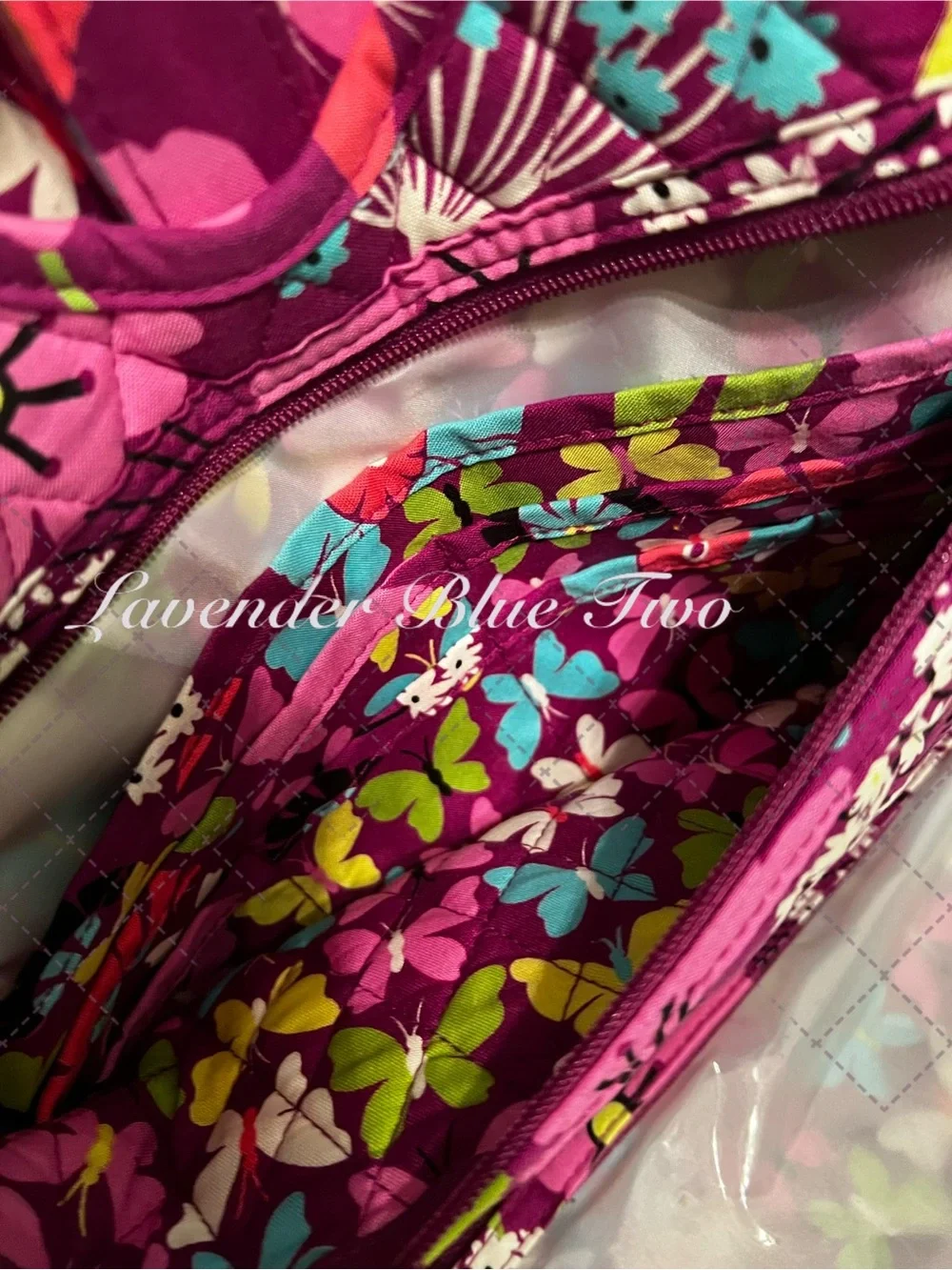VERA BRADLEY Flutterby 2014 Iconic Grand Hanging Organizer Travel Toiletries Cos